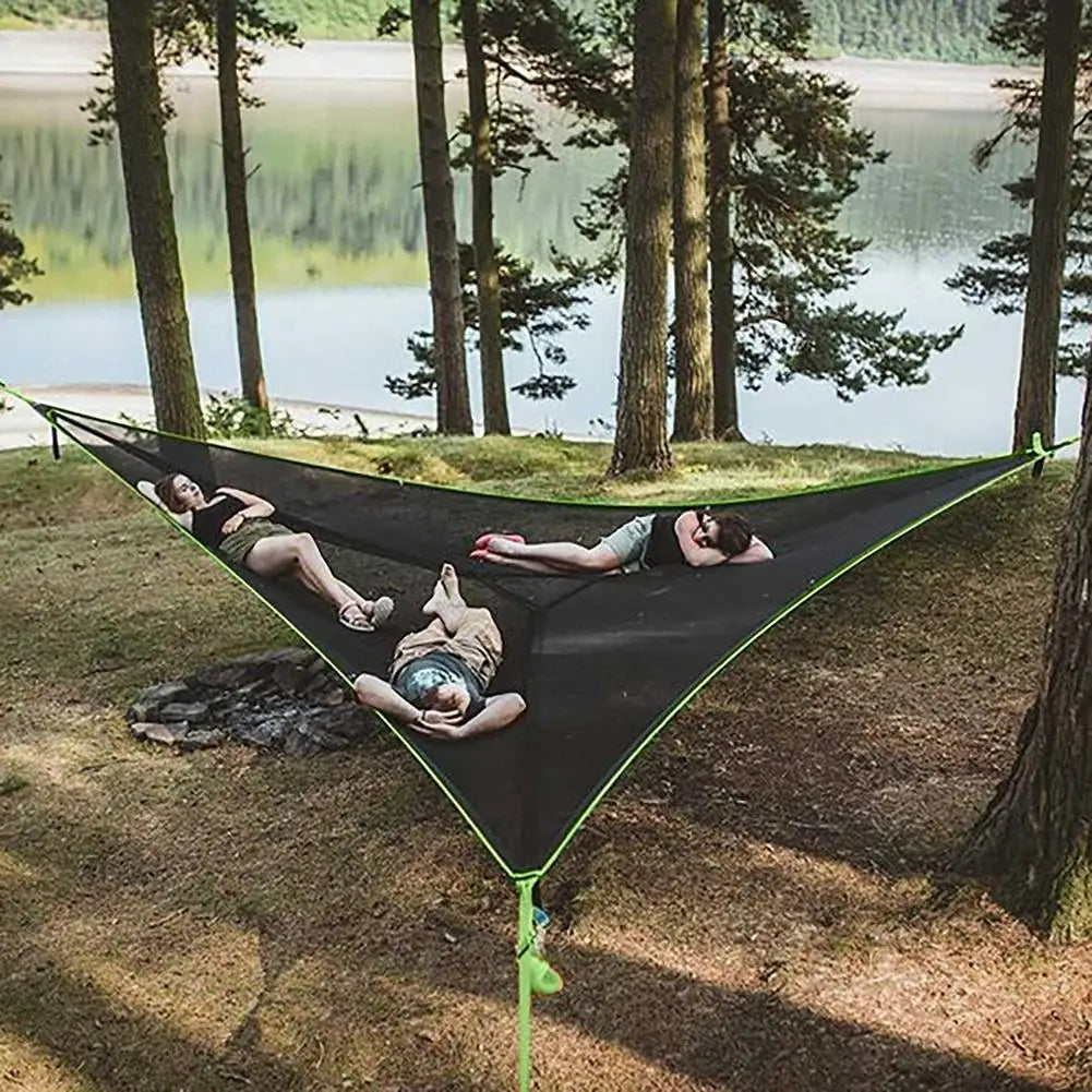 Portable Folding Aerial Triangle Hammock 3 Point Swing Hang Bed