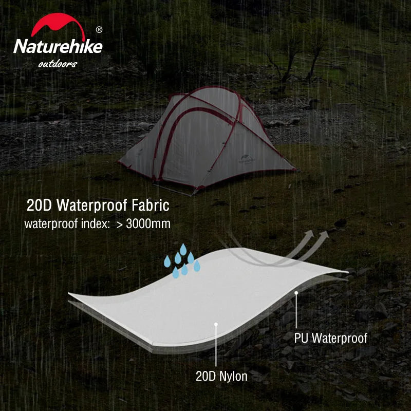 Naturehike 3 Person Travel Tent - Ultralight Waterproof