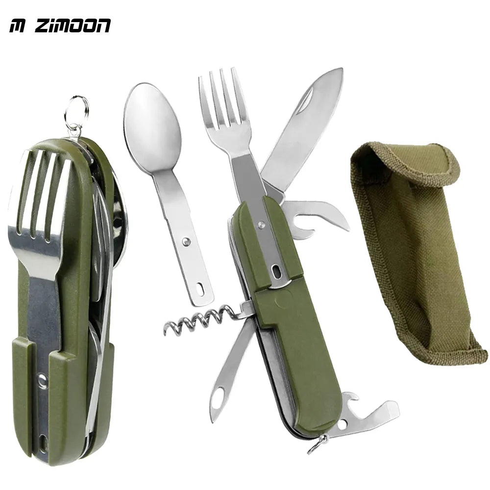 Camping Picnic Cutlery Knife 7-1 Portable Stainless Steel Cutlery