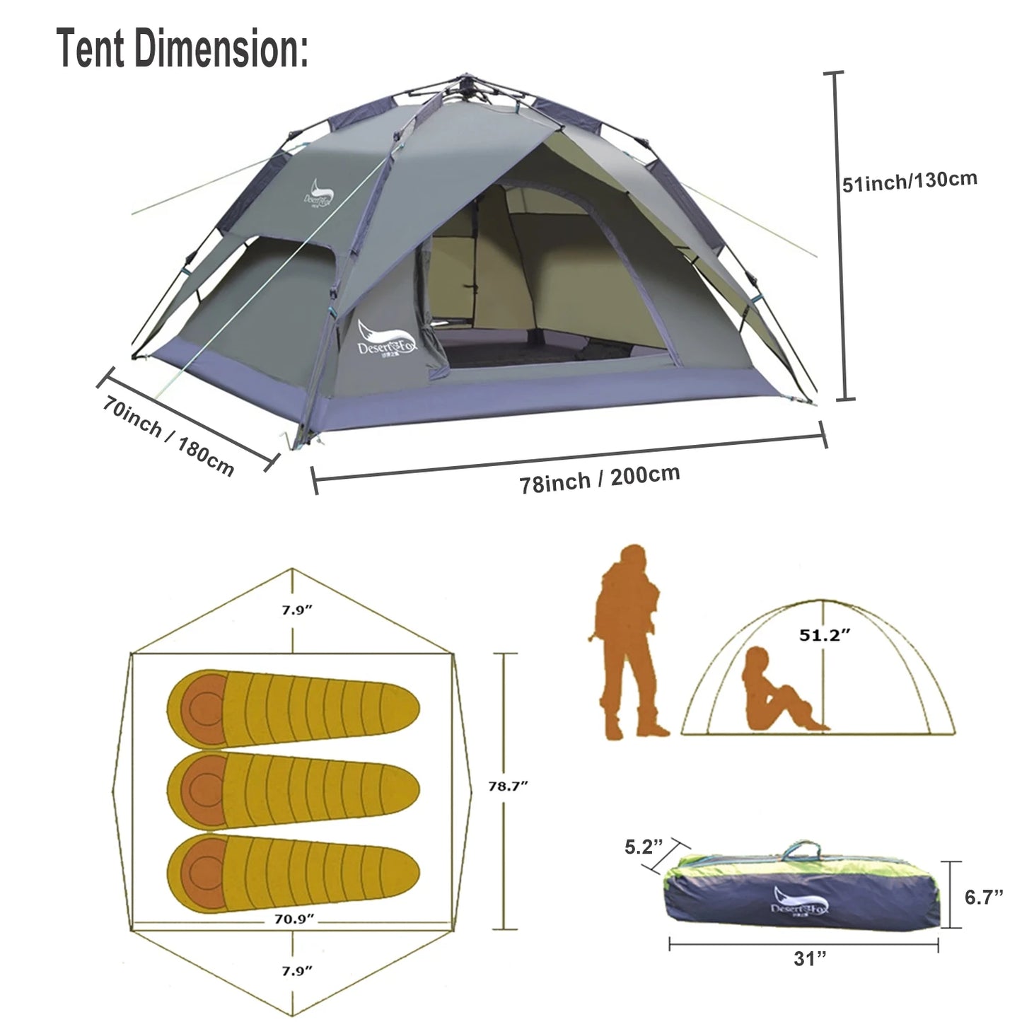 Desert & Fox 3 Person Dome Tent