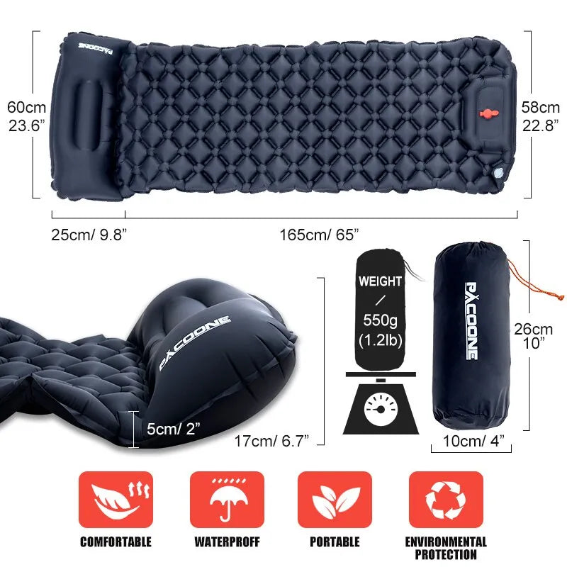 Ultralight Air Mat, with self Inflating foot Pump