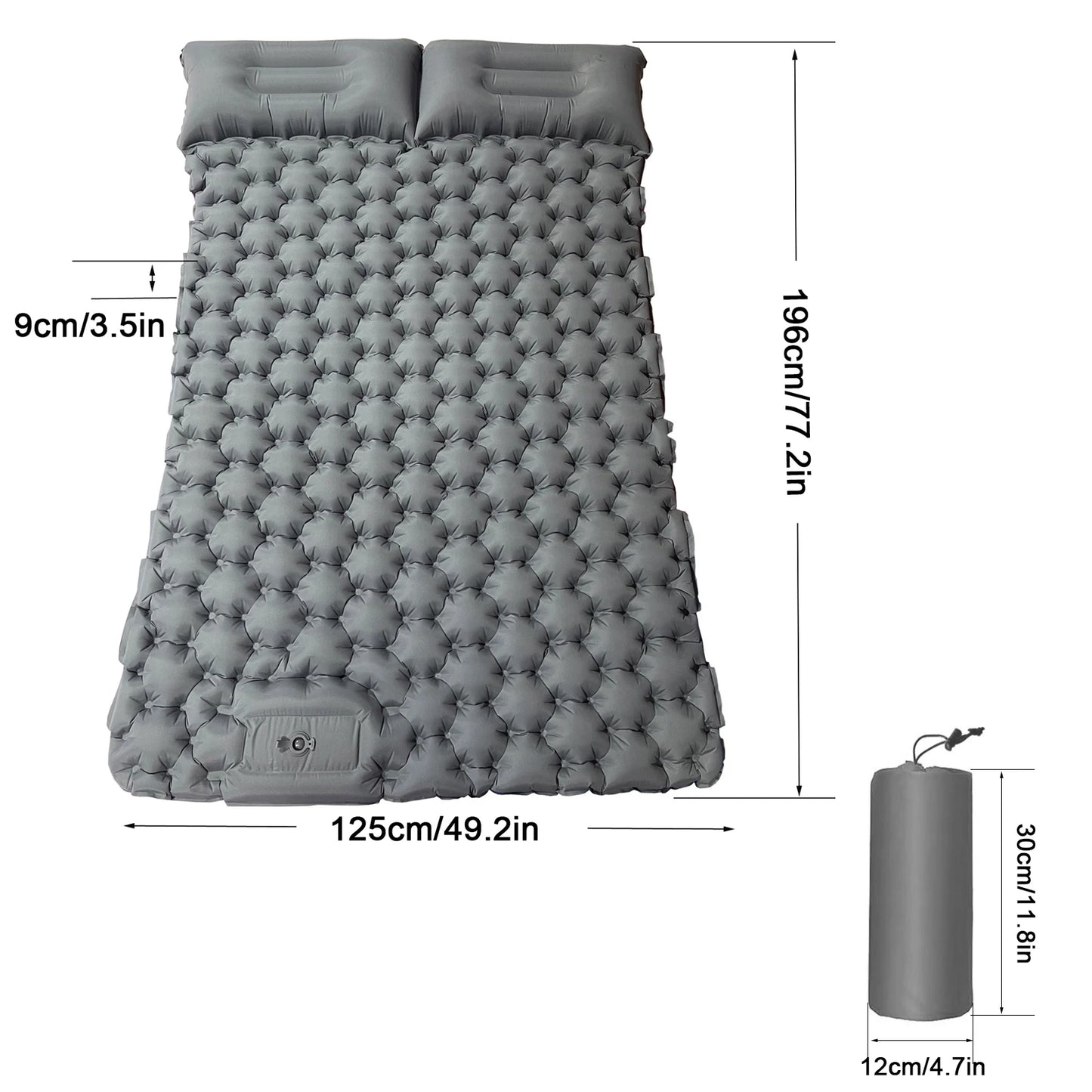 2 Person Sleeping Pad Air Camping Mat with Air Pillow Quick inflate