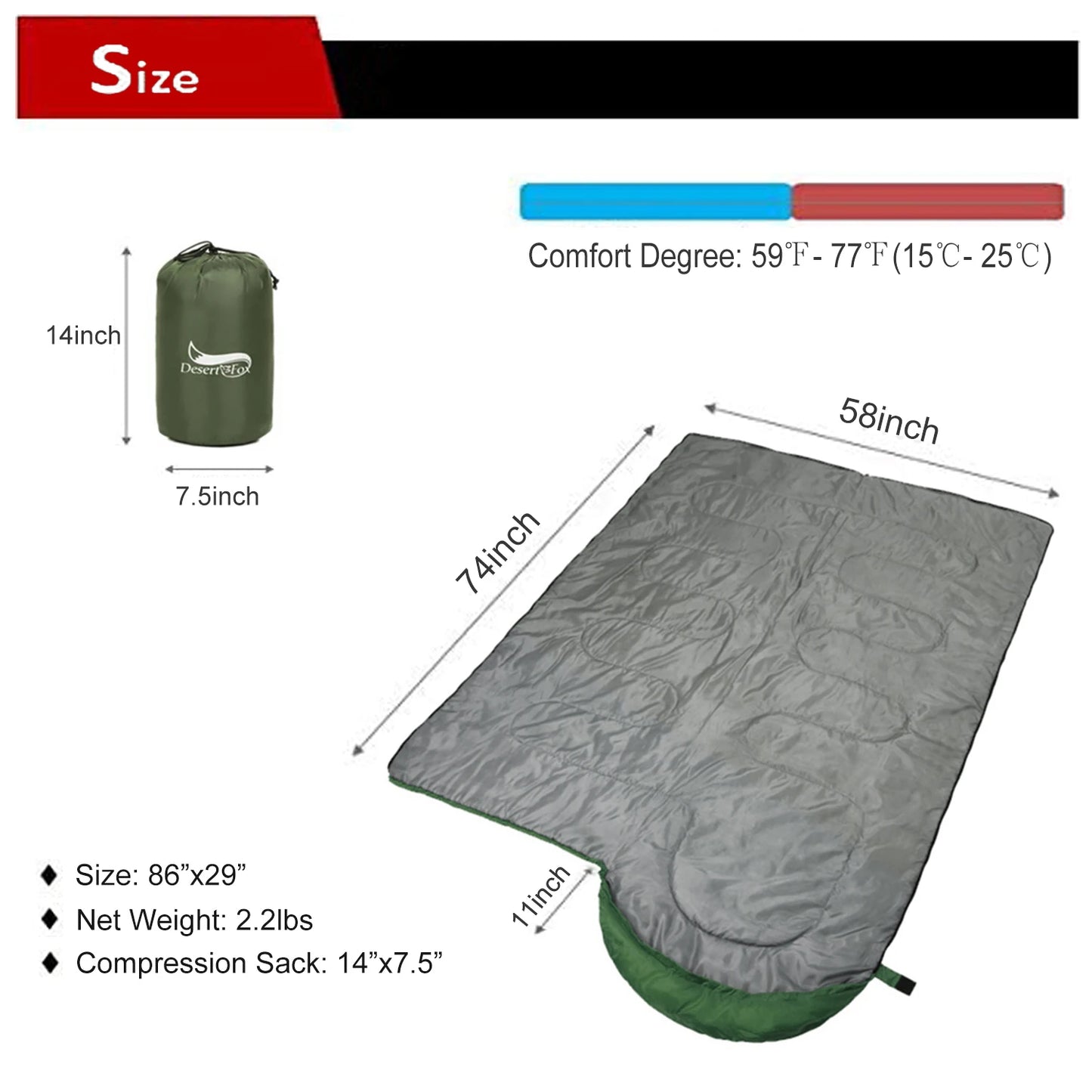 Desert & Fox Compact Sleeping Bag Ultralight