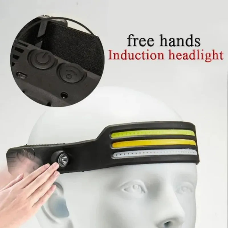 LED Sensor Head Lamp USB  Rechargeable Headlight