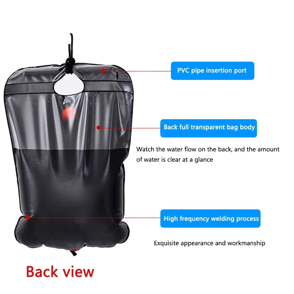 20L Portable Outdoor Camping Shower Bag Solar Heated