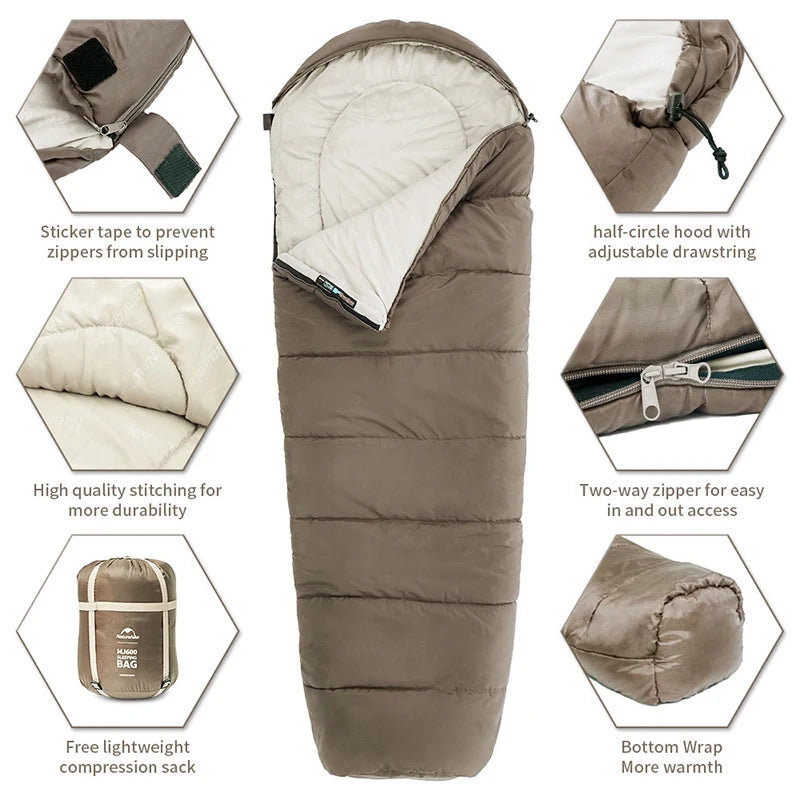 Naturehike Sleeping Bag MJ300 -1℃ Lightweight MJ600 -12℃ Mummy Sleeping Bag