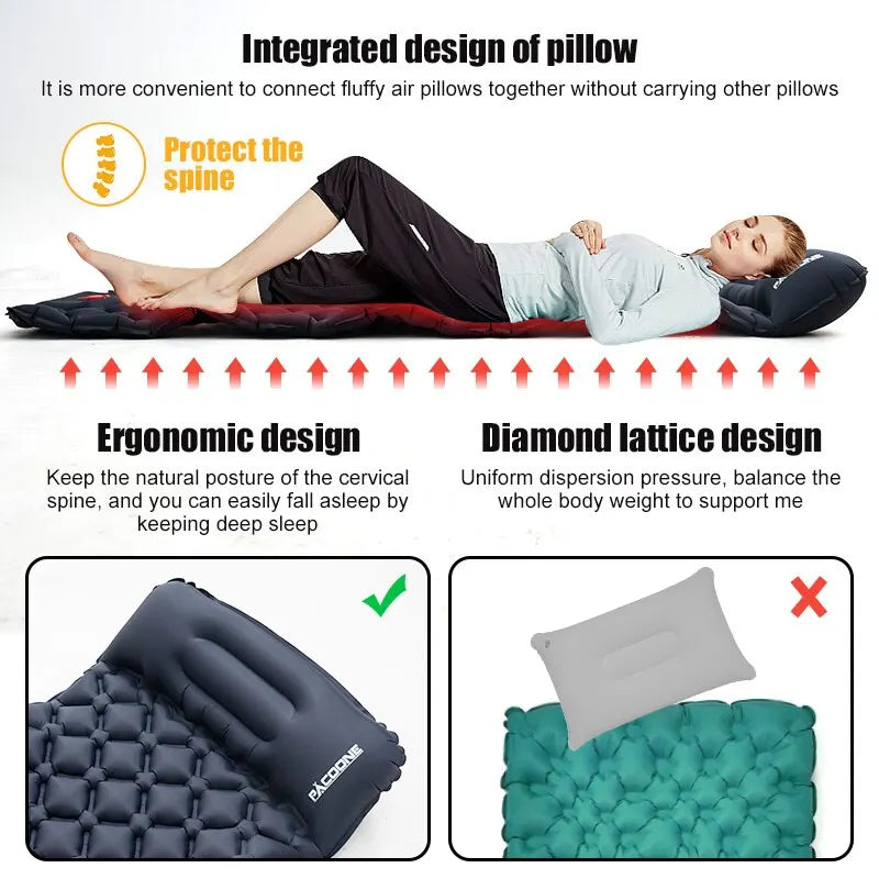 Ultralight Air Mat, with self Inflating foot Pump