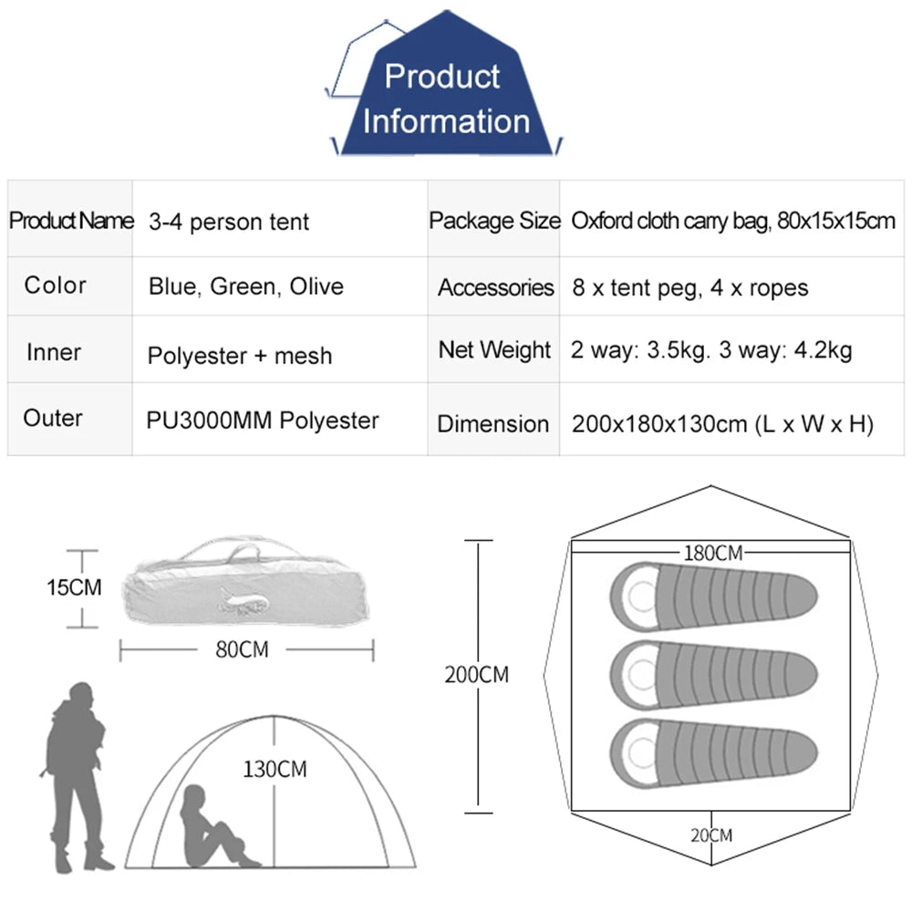 Desert & Fox 3 Person Dome Tent